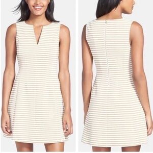 Lilly Pulitzer Brielle Gold Metallic Stripe Fit and Flare Dress